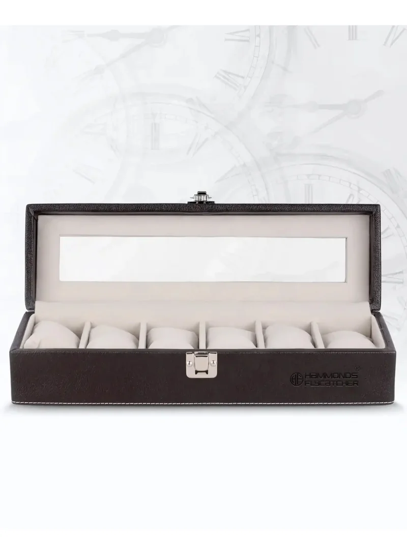 HAMMONDS FLYCATCHER Premium Vegan Leather Men's and Women's Watch Box/Organiser with Glass Window, Gift Ready Luxury Watches Display Case for Collectors