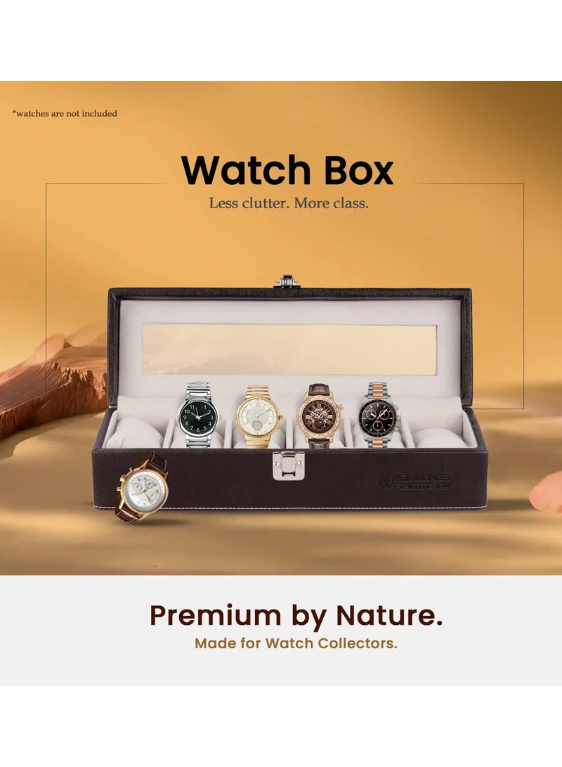  هاموندز فلاي كاتشر صندوق/منظم ساعات رجالي ونسائي من الجلد النباتي الفاخر مع نافذة زجاجية، علبة عرض ساعات فاخرة جاهزة للهدايا لهواة الجمع - Image 4