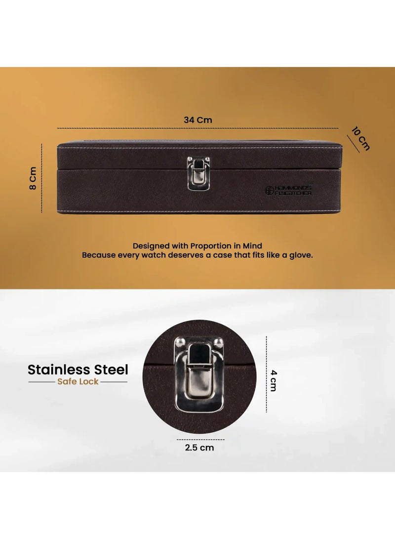  هاموندز فلاي كاتشر صندوق/منظم ساعات رجالي ونسائي من الجلد النباتي الفاخر مع نافذة زجاجية، علبة عرض ساعات فاخرة جاهزة للهدايا لهواة الجمع - Image 5