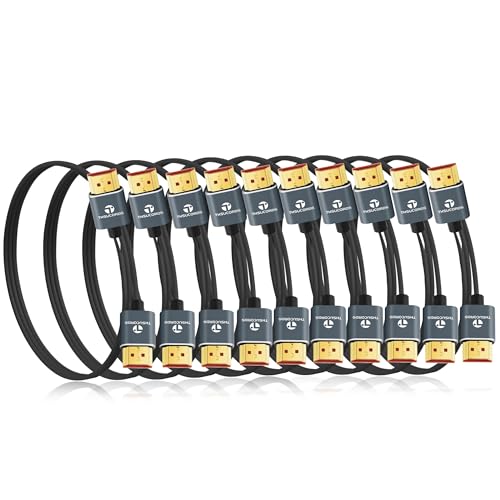 Thsucords Ultra Thin 8K 4K HDMI Cables 16FT 10 Pack Slim Flexible Soft High Speed HDMI 21 Lead Support 4K120Hz 8K60Hz 48Gbps for Roku TVHDTVPS5Bluray - Image 1