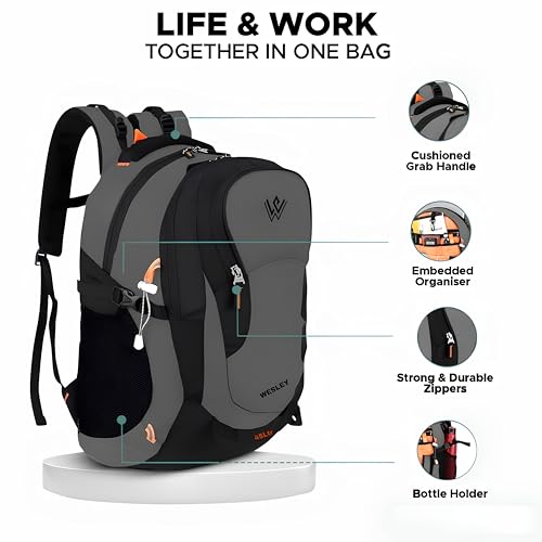 Wesley Premium Water-resistant Laptop Backpack, Navy Blue, 45L Capacity, 16 Inch Compatible, Modern Minimalist Design with Multiple Compartments, Business Travel Bag - Image 3