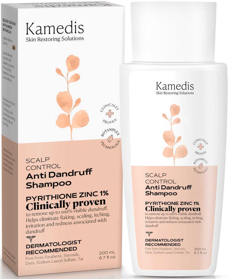 KAMEDIS Anti Dandruff Shampoo For Women & Men. For Itchy And Redness Scalp, Seborrheic Dermatitis Treatment & Flaky Hair. Contains 1% Zinc Pyrithione and Salicylic Acid. Paraben Free. 6.7 Fl Oz. - Image 1