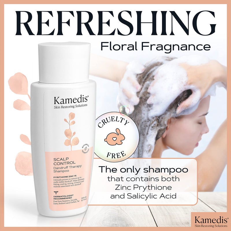 KAMEDIS Anti Dandruff Shampoo For Women & Men. For Itchy And Redness Scalp, Seborrheic Dermatitis Treatment & Flaky Hair. Contains 1% Zinc Pyrithione and Salicylic Acid. Paraben Free. 6.7 Fl Oz. - Image 5