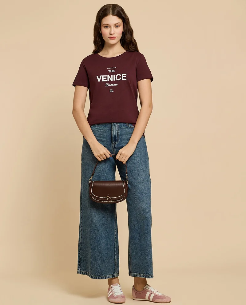 R&B Printed T-Shirt with Crew Neck and Short Sleeves