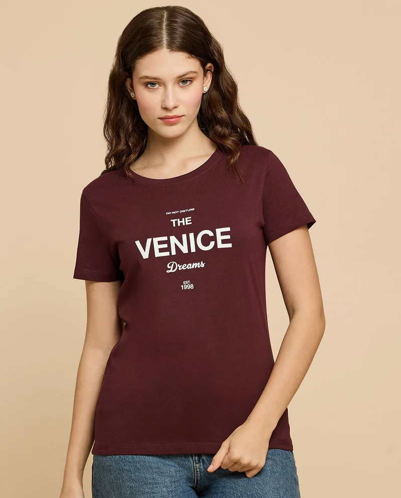 R&B Printed T-Shirt with Crew Neck and Short Sleeves