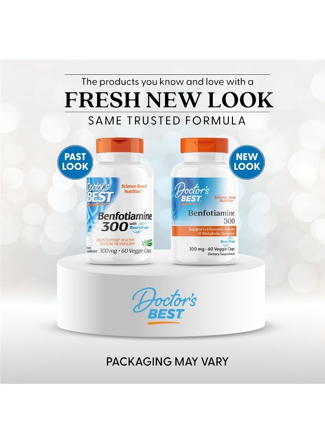 Doctor's Best Benfotiamine, Non-GMO, Vegan, Gluten Free, Soy Free, Helps Maintain Blood Sugar Levels, 300 mg, 60 Veggie Caps - Image 2