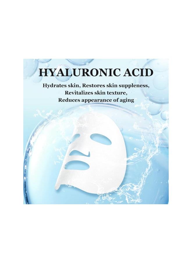 Generic - Hyaluronic Acid Face Sheet Mask Skincare, Hydrating Facial Masks, Deep Moisturizing Face Mask for All Skin Types Anti Aging Facial Sheet Mask for Women Skin Care, Smoothing Rejuvenating, Pack of 10 - Image 1