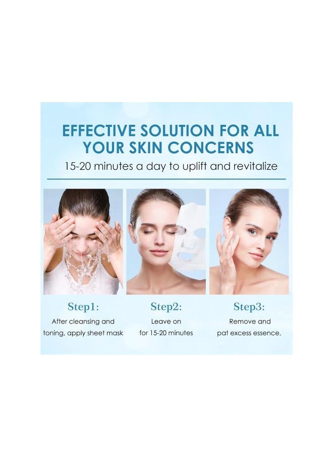 Generic - Hyaluronic Acid Face Sheet Mask Skincare, Hydrating Facial Masks, Deep Moisturizing Face Mask for All Skin Types Anti Aging Facial Sheet Mask for Women Skin Care, Smoothing Rejuvenating, Pack of 10 - Image 1