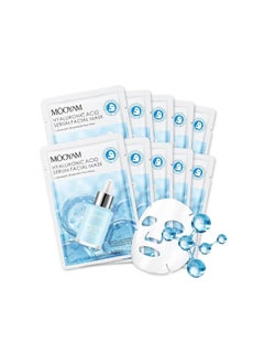 Hyaluronic Acid Face Sheet Mask Skincare, Hydrating Facial Masks, Deep Moisturizing Face Mask for All Skin Types Anti Aging Facial Sheet Mask for Women Skin Care, Smoothing Rejuvenating, Pack of 10