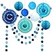 Decor365 Blue Birthday Party Decorations Kit Paper Fans Pom Poms Circle Dot Garlands Ocean Theme Hanging Decor Under the Sea Beach Baby Shower Wedding Classroom Summer Anniversary Kids Room - Image 3