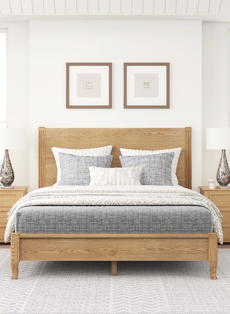 Yanara Solid Wood Platform with Headboard, Bed Frame Queen Size, No Box Spring Needed, Non-Slip Without Noise, Easy Assembly, 160cm*200cm - Image 1