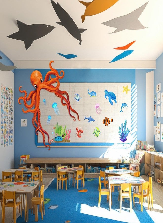 Novabright Under The Sea Party Decorations Giant Octopus Decor Door Banner Ocean Classroom Decor Sea Nautical Wall Art Birthday Photo Prop Backdrop Supplies for Home Indoor Window Office - Image 4