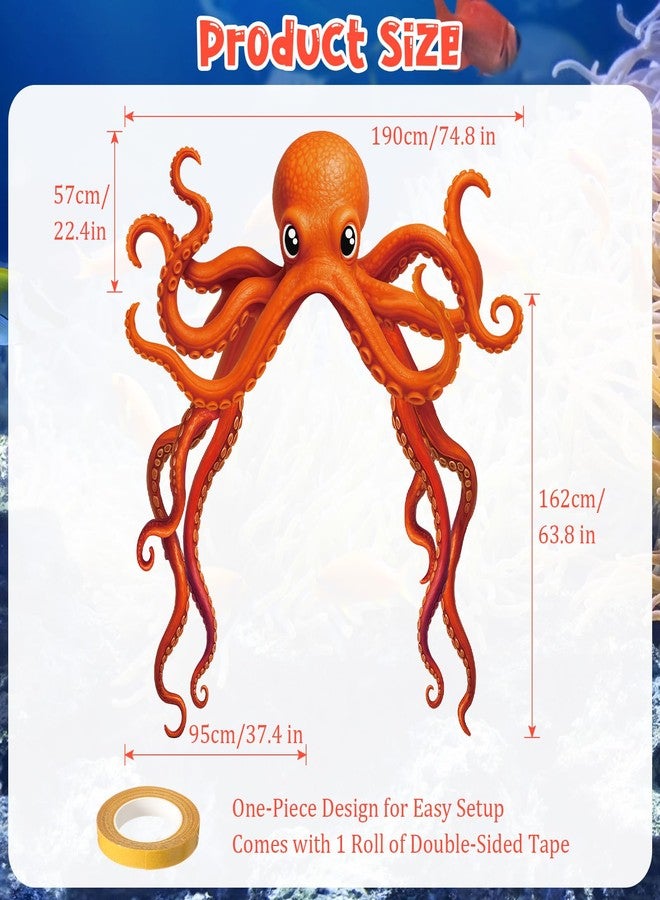 Novabright Under The Sea Party Decorations Giant Octopus Decor Door Banner Ocean Classroom Decor Sea Nautical Wall Art Birthday Photo Prop Backdrop Supplies for Home Indoor Window Office - Image 2