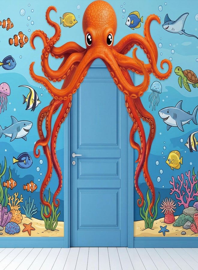 Novabright Under The Sea Party Decorations Giant Octopus Decor Door Banner Ocean Classroom Decor Sea Nautical Wall Art Birthday Photo Prop Backdrop Supplies for Home Indoor Window Office - Image 1