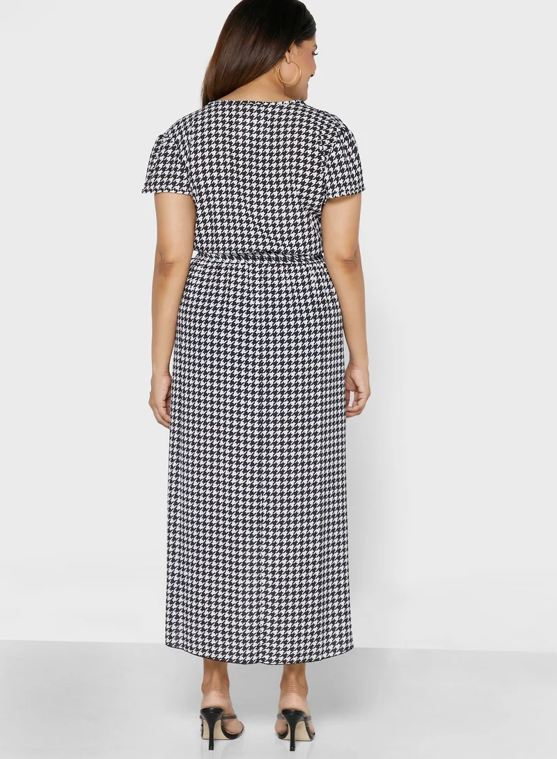 Quiz Curve Ogtooth Crepe Wrap Midi Dress