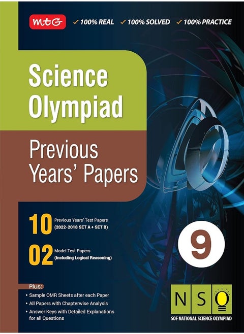 MTG Science (NSO) Olympiad Previous Years Papers with Mock Test Papers Class 9 - Sample OMR Sheet with Chapterwise Analysis | SOF Olympiad Books For 2023-24 Exam MTG Editorial Board