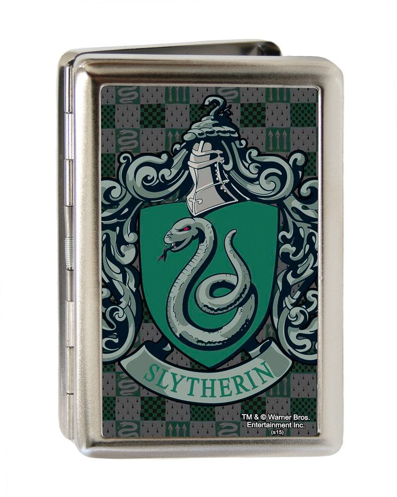 Buckle Down Buckle-Down Business Card Holder - Harry Potter SLYTHERIN Crest Green/Gray - Large, 4.0" x 2.9", Multicolor - Image 1