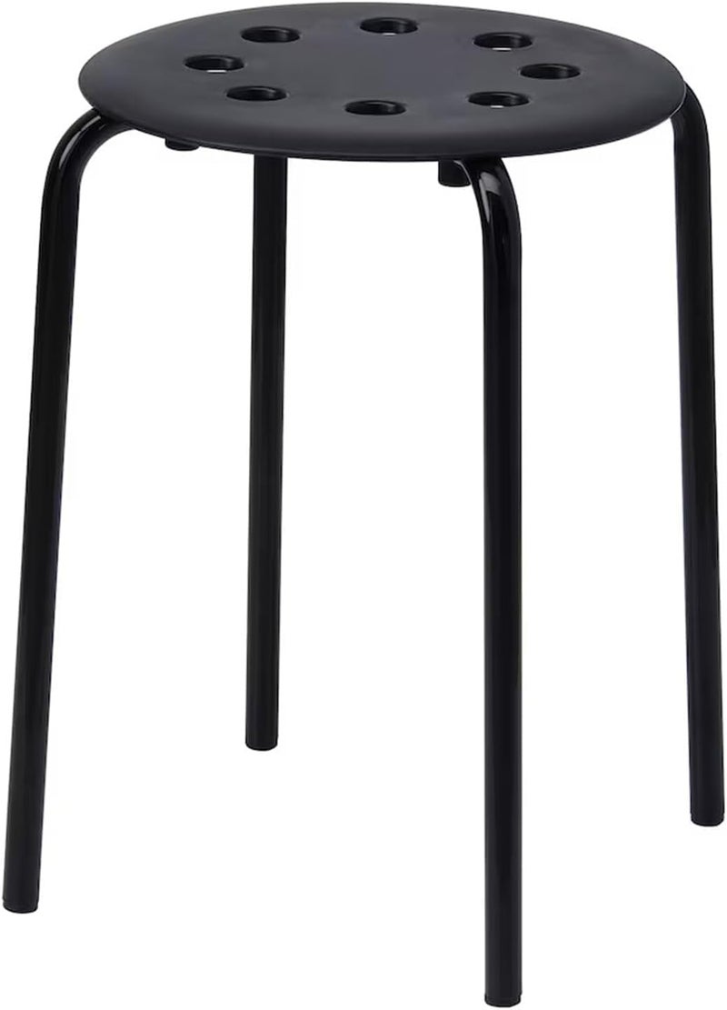 SKY-TOUCH Stackable Plastic Dining Stool,Living Room Stool,Office Stool,Make Up Stool,Durable Plastic & Metal,Flexible Seating For Home Office School Patio Indoor/Outdoor(Black,40X40X45Cm) 1 Pcs - Image 1
