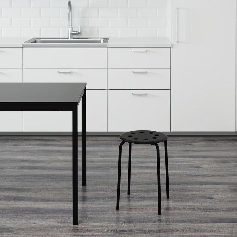 SKY-TOUCH Stackable Plastic Dining Stool,Living Room Stool,Office Stool,Make Up Stool,Durable Plastic & Metal,Flexible Seating For Home Office School Patio Indoor/Outdoor(Black,40X40X45Cm) 1 Pcs - Image 2