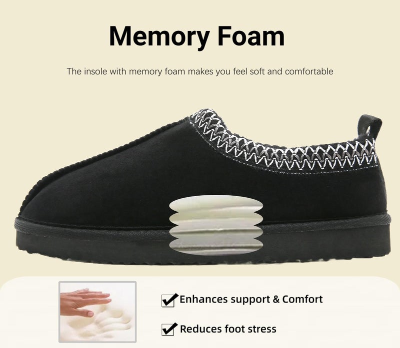 SMajong Women's Fuzzy Slippers Cozy Memory Foam House Shoes Winter Warm Loafer Slippers Indoor,Black 10 US - Image 5
