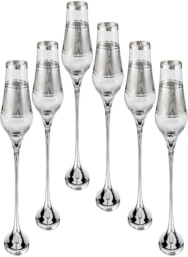 segaey Segaey Carmen Turkish Glass Pantograph Platinum 011934/6 Pcs/Elegant design, Trusted Brand, attractive shape of smoothies, Juices, Cocktails/High Quality Materials 