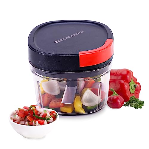 Wonderchef Glory String Chopper with 3 Sharp Stainless Steel Blades 600 ml, Anti Slip Silicone, Compact, Air Tight lid, 1 Year Warranty - Image 1