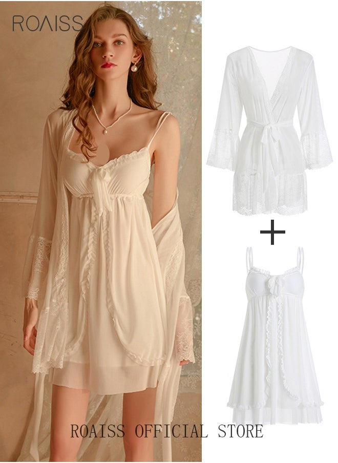 2 Piece Nightgown Set Women's Sweet Halter Nightdress Lace Lingerie Sleepwear Home Dress Set Romantic Elegant Pajamas Ladies Spring Autumn Robe Loungewear - pzsku/Z4D3BD24C41B1BBC5586FZ/45/_/1725704756/9d8c9cb1-850e-49fb-ba61-6c6f97a8e505