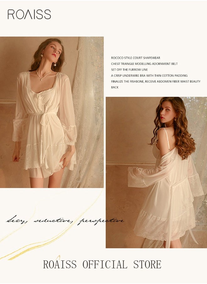 2 Piece Nightgown Set Women's Sweet Halter Nightdress Lace Lingerie Sleepwear Home Dress Set Romantic Elegant Pajamas Ladies Spring Autumn Robe Loungewear - pzsku/Z4D3BD24C41B1BBC5586FZ/45/_/1725704831/f98ca431-b01b-48d7-b140-fad9613e39d2