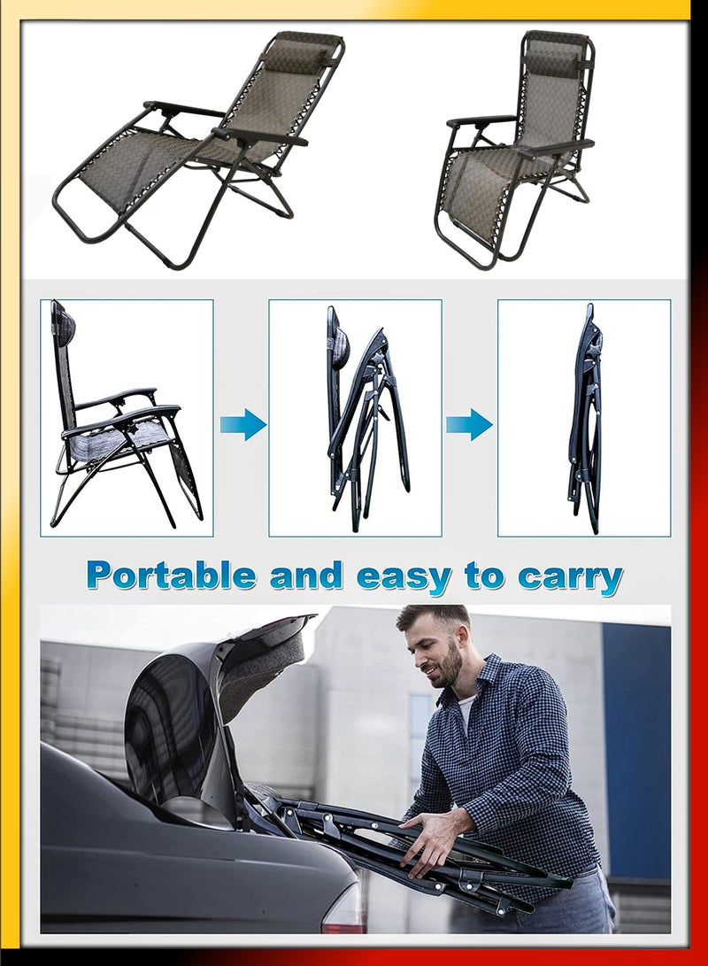 DBLEW Zero Gravity Beach Bed Folding Chair Outdoor Relaxation 165 Degree Recline Adjustable Headrest Portable Design Ideal Patio Lounge Pool Side Garden Chair Sun Lounger Camping Fire Pit Hangouts Leisure - Image 4