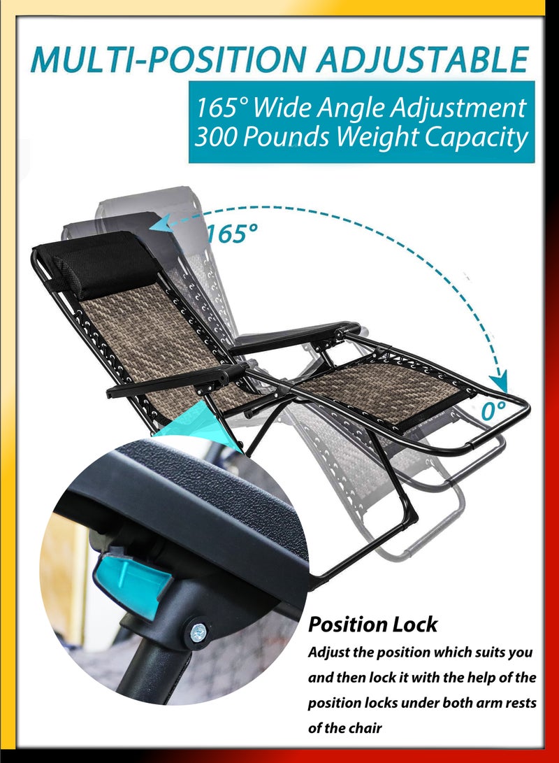 DBLEW Zero Gravity Beach Bed Folding Chair Outdoor Relaxation 165 Degree Recline Adjustable Headrest Portable Design Ideal Patio Lounge Pool Side Garden Chair Sun Lounger Camping Fire Pit Hangouts Leisure - Image 2