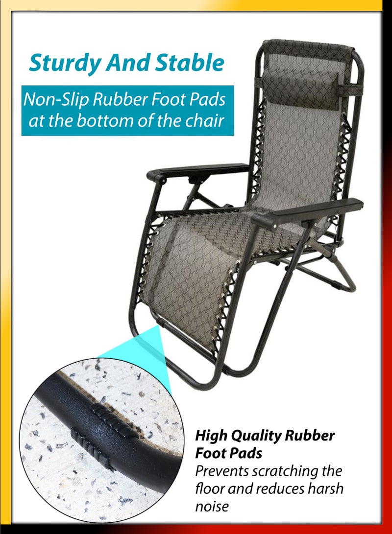 DBLEW Zero Gravity Beach Bed Folding Chair Outdoor Relaxation 165 Degree Recline Adjustable Headrest Portable Design Ideal Patio Lounge Pool Side Garden Chair Sun Lounger Camping Fire Pit Hangouts Leisure - Image 3