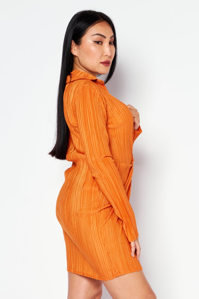 MISSY EMPIRE Women Ribbed Mini Dress, Orange - Image 3