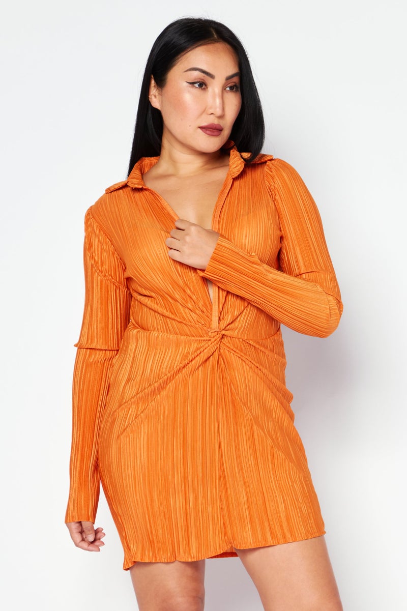 MISSY EMPIRE Women Ribbed Mini Dress, Orange - Image 1