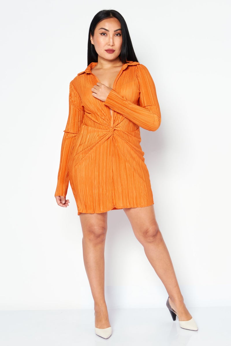 MISSY EMPIRE Women Ribbed Mini Dress, Orange - Image 2
