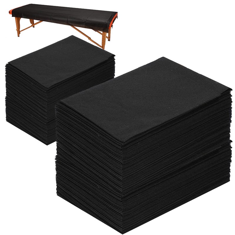 100 PCS 31 X 79Thick Soft Massage Table Sheets Sets Disposable SPA Bed Sheets Non Woven Fabric Lash Bed Cover Black