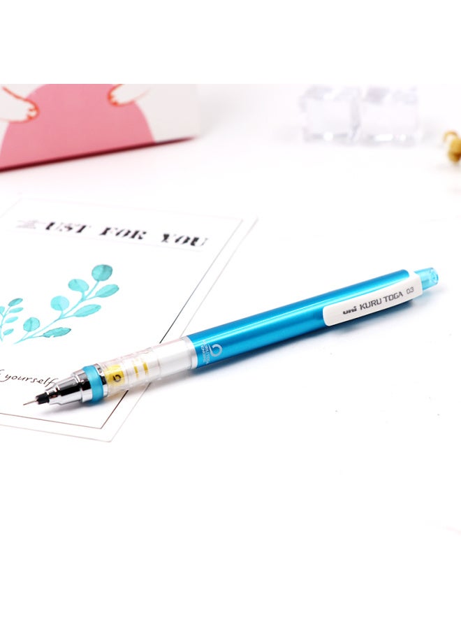 يوني Mitsubishi (uni) سلسلة Kuru Toga قلم رصاص ميكانيكي للطلاب قلم رصاص أوتوماتيكي ملون M3-450 رصاص دوار أوتوماتيكي 0.3mm أزرق عبوة فردية - Image 3