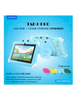 Oteeto TAB 6 Kids Tablet 4GB RAM + 128GB ROM 7 Inch IPS LCD / Quad-Core 1.3 GHz Processor/2MP Front + 5MP Rear Camera / 3500mAh Battery / Wifi / Android 13 /Includes Tablet PC, Charger, Micro Cable, Screen protector, User manual, Bracelet & touch pen - pzsku/Z4D3C1A9979BE8B58559FZ/45/_/1739634953/86a846ca-ff55-465e-8c2f-6378dbcd7693