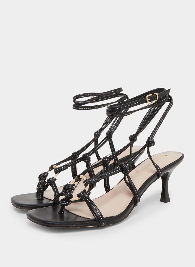 RAID Danika Knot Tie-Up Sandals with Ring Detail - Image 2