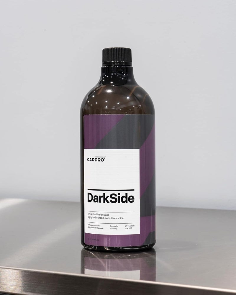 CARPRO DarkSide - Tire & Rubber Sealant, Hydrophobic & Self-Cleaning, Satin Black Shine, UV Protection, Revives Dull Faded Rubber, Ready to Use - Liter (34oz) Simple upgraded construction - Image 3