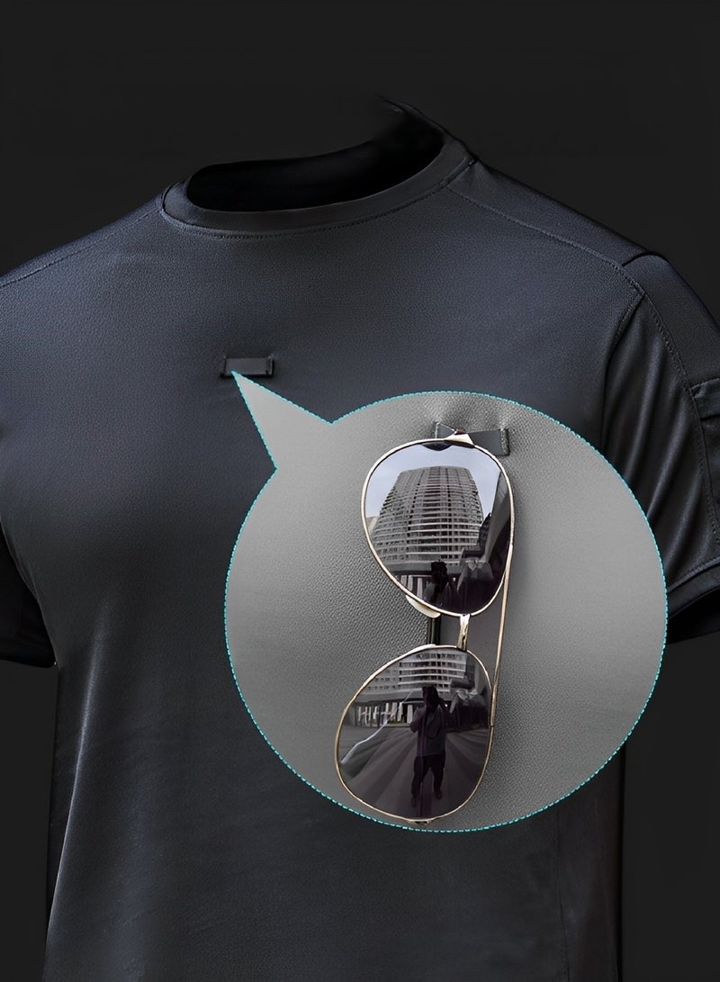 REOCLE Men's Athletic Tactical T-Shirt Basic Crew Neck Short Sleeve T-Shirt Breathable Polyester T-Shirt Summer Stretch Wicking Top  - Image 3
