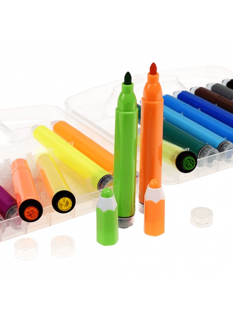 Rex London Wild Wonders Felt Tip Stamp Pens – 18 Bright Colours with Fun Stamps – Colouring & Craft Markers for Kids – Washable Ink – Portable Carry Case – Creative Art Supplies for School & Play - Image 4