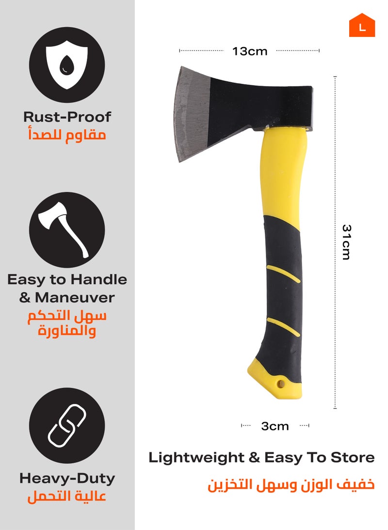 LAWAZIM Axe with Rubber Handle - 500g - Multi-Purpose Tool with Protective Sheath, Nylon Fiber Handle for a Secure Grip - Suitable for Outdoor Tasks and General Maintenance. - Image 2