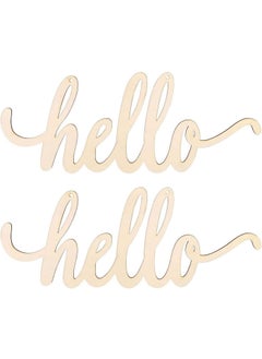American-Elm American Elm 2 Pcs Hello Wood Signs Cutouts Wooden Letter Signs DIY Block Words Decorative Signs for Wreath Home Door Wall Art Decorations 10x425 Inch  - Image 1