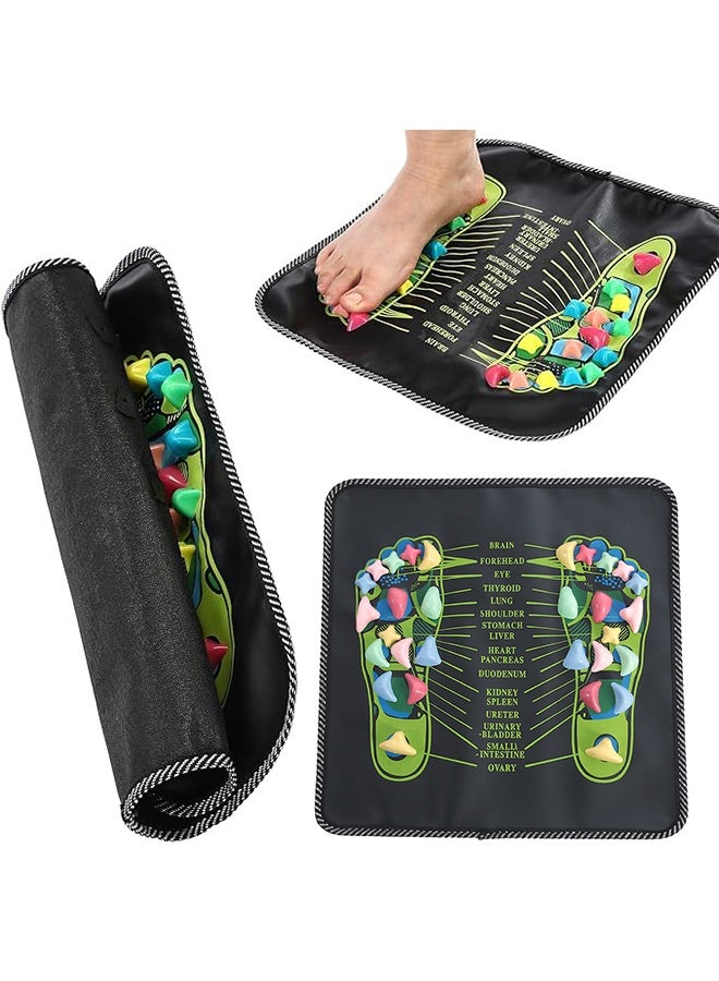 حصيرة تدليك القدم Reflexology المشي الحجر مسار القدم تدليك الوخز بالإبر حصيرة للطلاب المسنين والعاملين في المكاتب مع الجلوس لفترة طويلة (13.78 × 13.78 بوصة) - Image 1