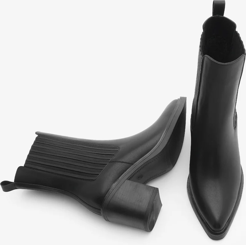 مارجين Women's Pointed Toe Double Elastic Thick Heel Boots Solav