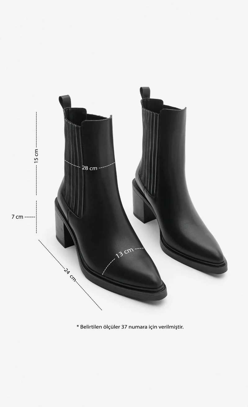 مارجين Women's Pointed Toe Double Elastic Thick Heel Boots Solav