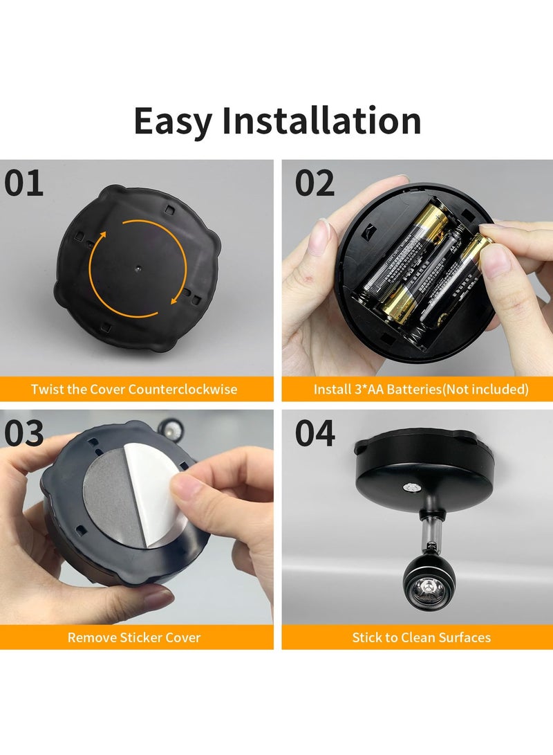 SYOSI 2Pcs Wireless Spotlight for Indoor Battery Operated LED Spotlight with Dimmable Rotatable Timer Uplight Mini Accent Lights with Remote for Wall Display Plants Painting Artwork Closet Natural White - Image 4