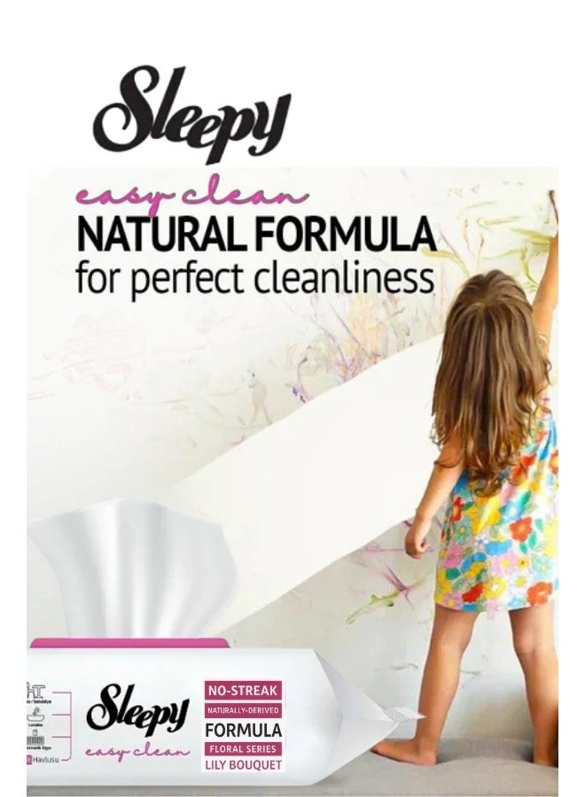 Sleepy Easy Clean Sleepy Easy Clean Multi-Surface Cleaning Wipes – 100 Sheets, Lily Bouquet Scent, Streak-Free Natural Formula - Image 2