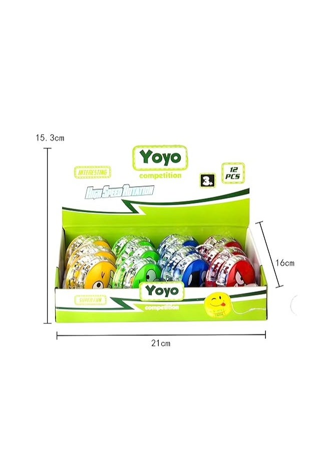 MAGIC VAULT 12pcs Emoji YoYo Ball with Flashing LED Light | Smiley Face Glow Yo-Yo Toy for Boys & Girls | Fun Emoticon Light-Up Party Favour, Classic Return Gift, Kids Games, Multicolor  - Image 4