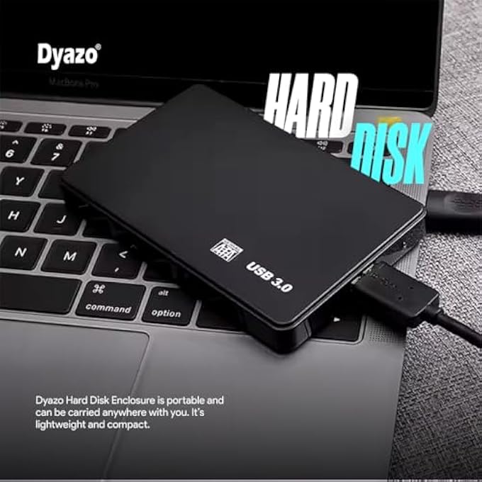 Dyazo 2.5" SATA EXTERNAL HARD DRIVE CASE WITH USB 3.0 CONNECTION FOR HDD/SSD | SUPPORTS UASP UP TO 4TB STORAGE | TOOL-FREE PORTABLE HARD DRIVE ENCLOSURE | COMPATIBLE WITH LAPTOP, PC AND TV - Image 2